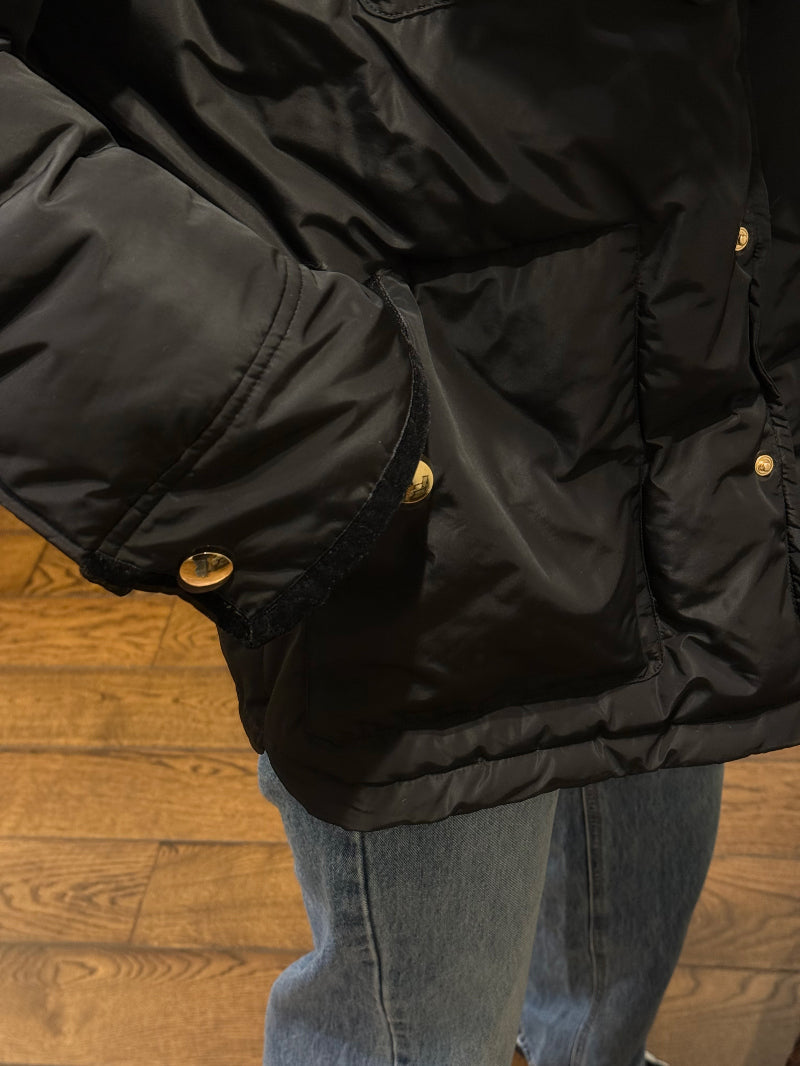Collared Black Puffer Jacket