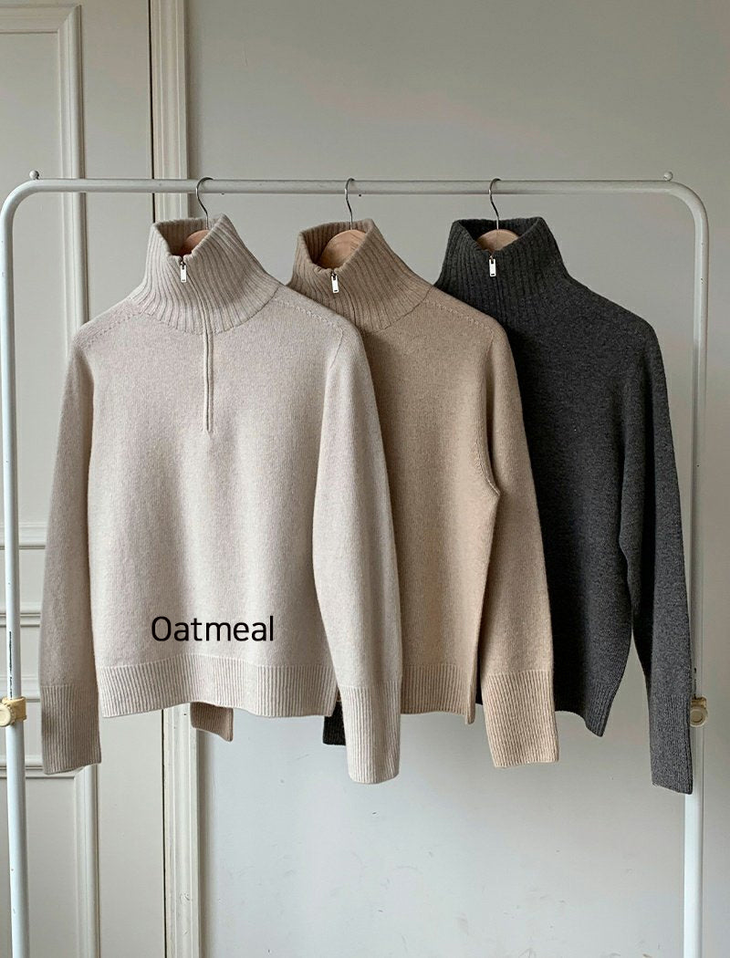 Cashmere Half-Zip Sweater - Oatmeal