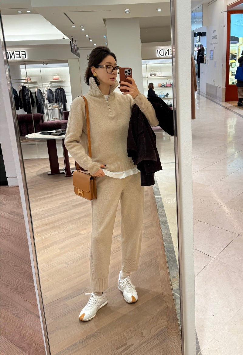 Cashmere Half-Zip Sweater - Oatmeal