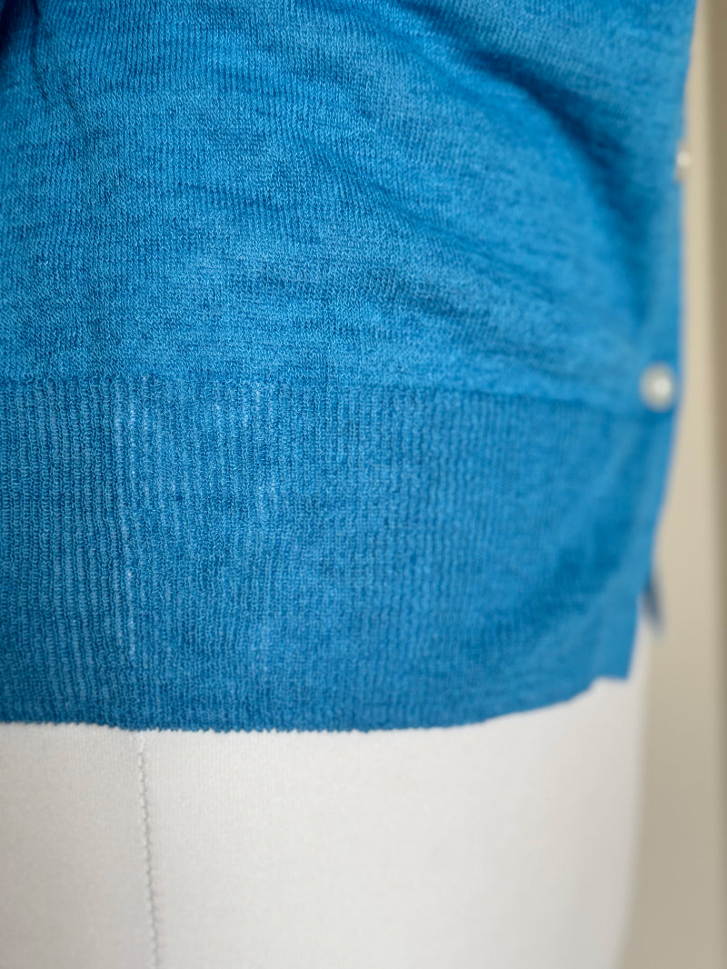 Linen Knit Cardigan - Blue