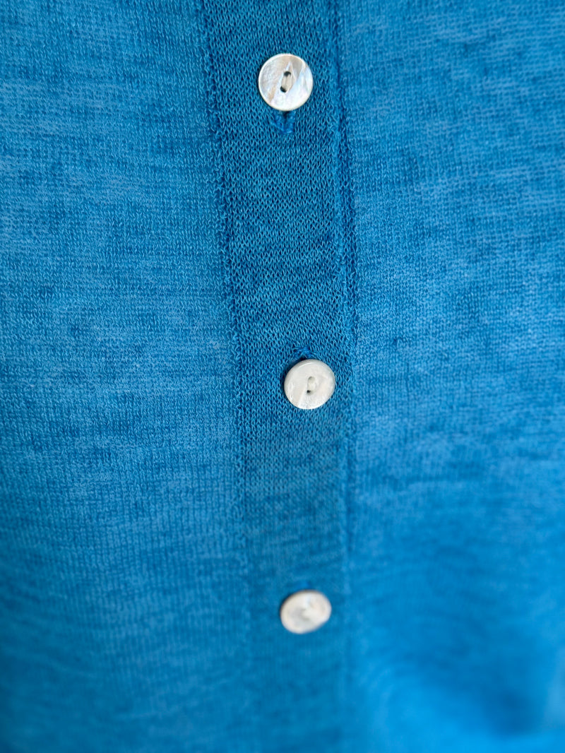 Linen Knit Cardigan - Blue