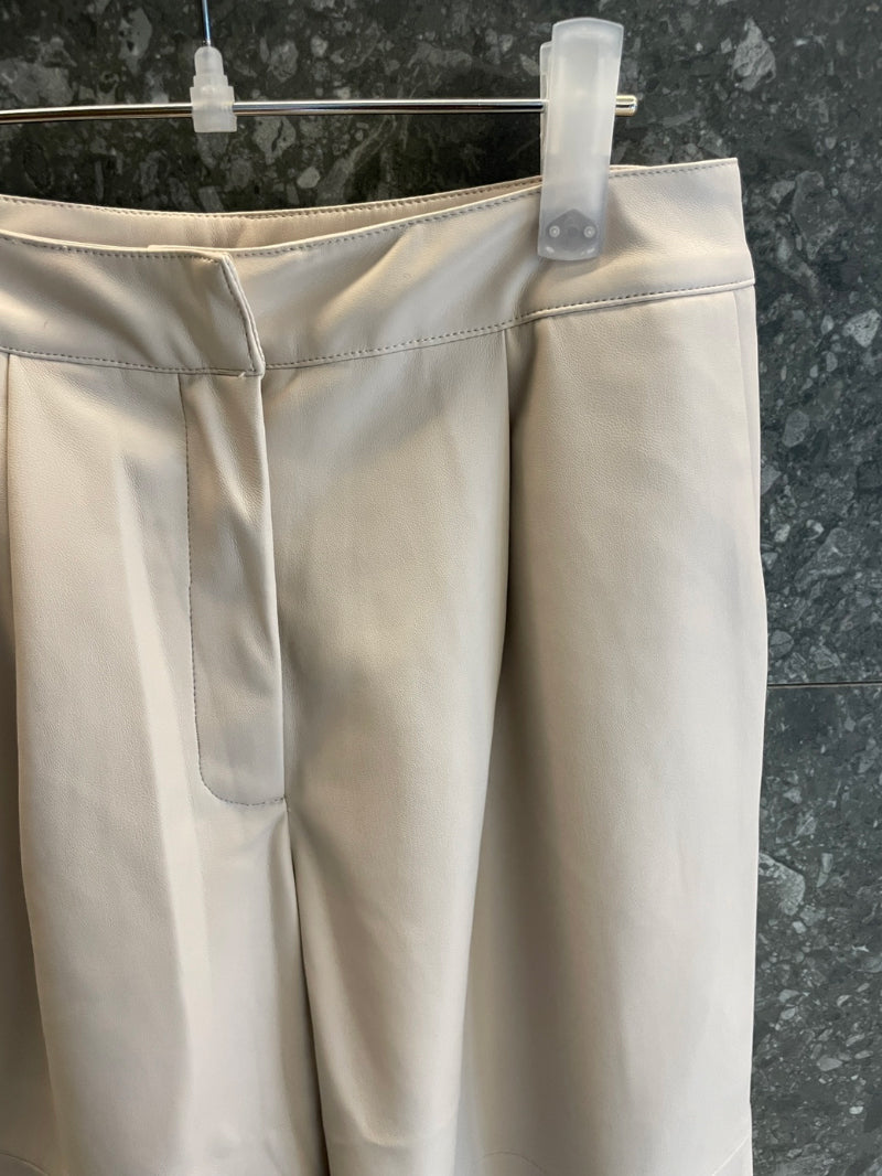 Limishop Vegan Leather Pants- Beige