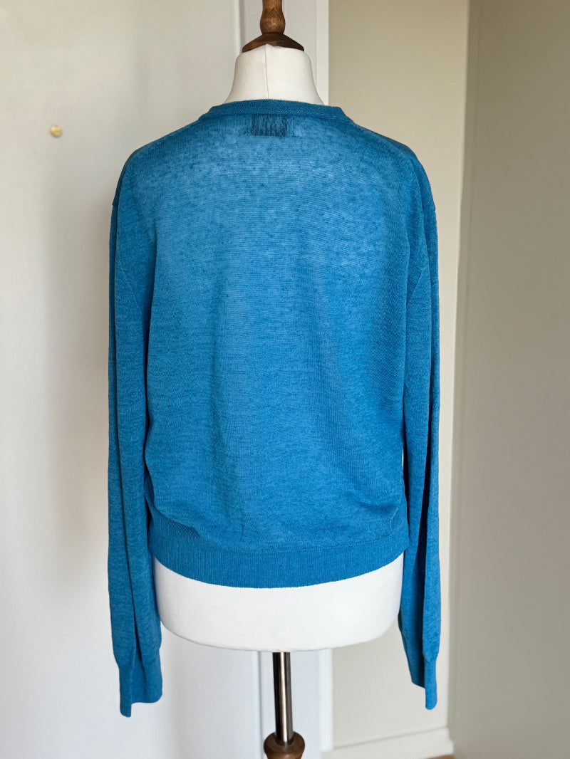 Linen Knit Cardigan - Blue