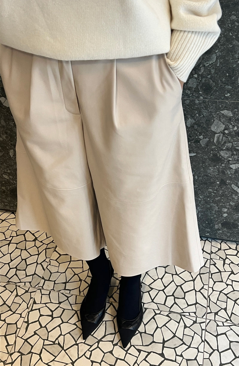 Limishop Vegan Leather Pants- Beige