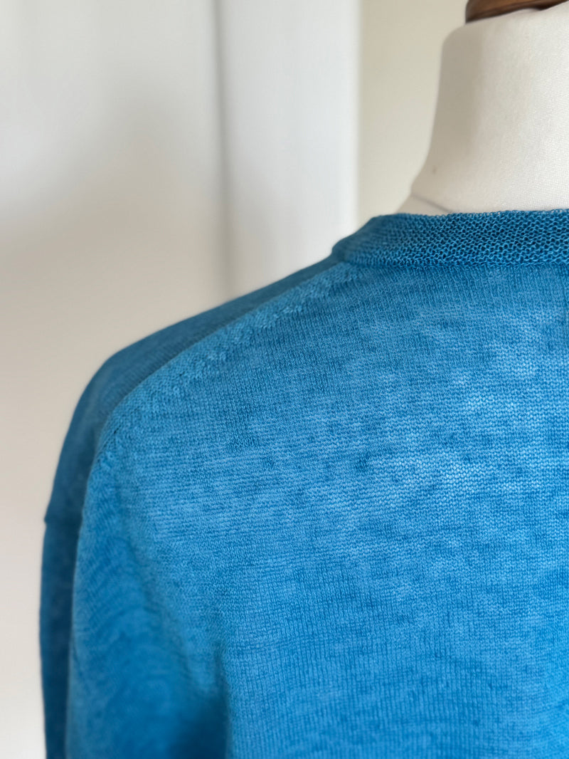 Linen Knit Cardigan - Blue