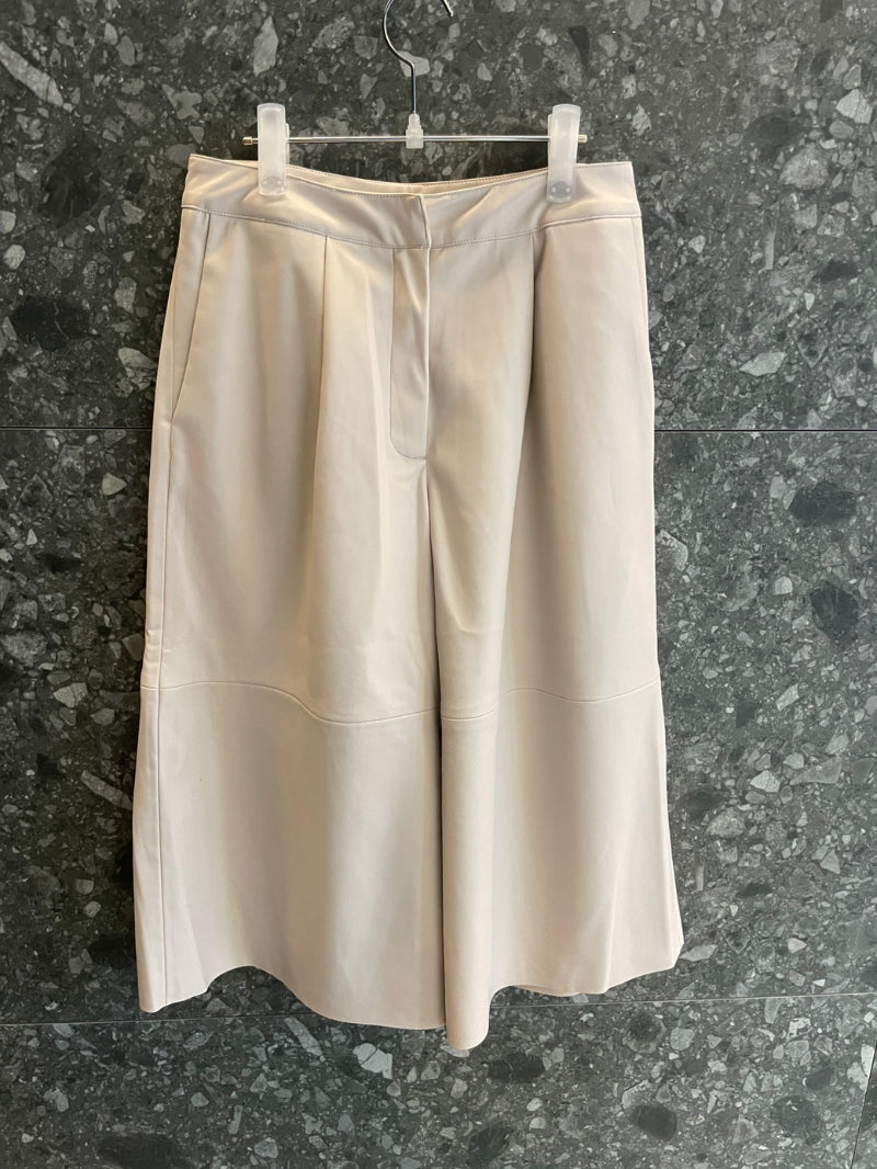 Limishop Vegan Leather Pants- Beige