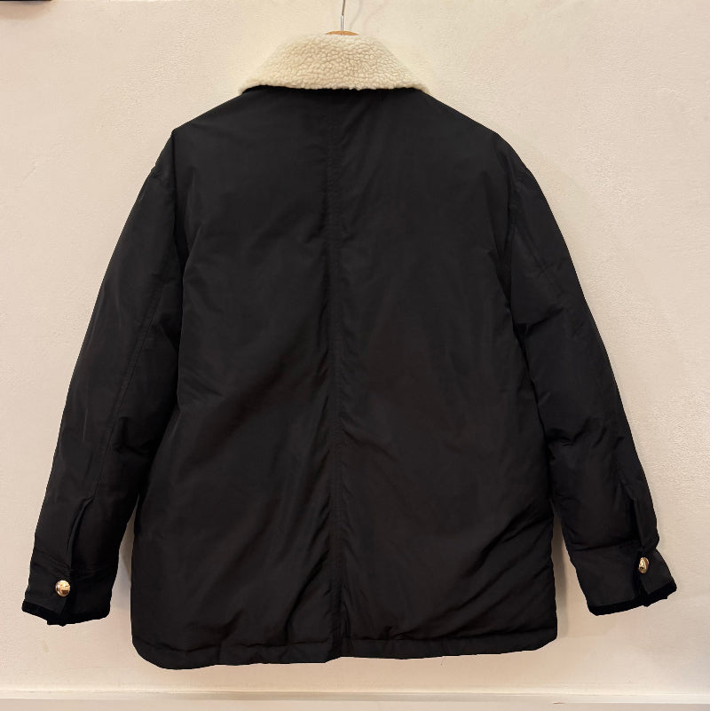 Collared Black Puffer Jacket