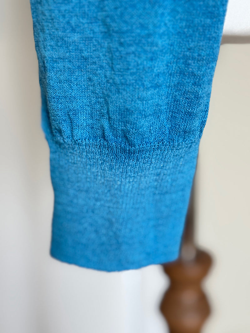 Linen Knit Cardigan - Blue