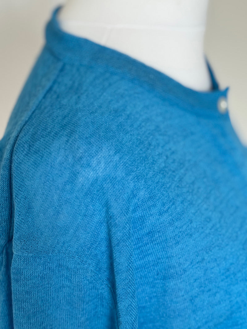 Linen Knit Cardigan - Blue