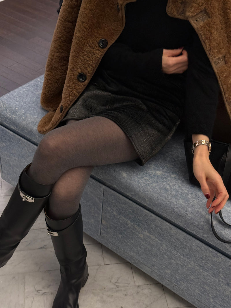 Sio Vegan Leather Skirt - Dark Brown