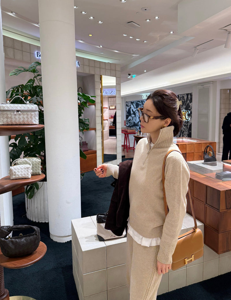Cashmere Half-Zip Sweater - Oatmeal