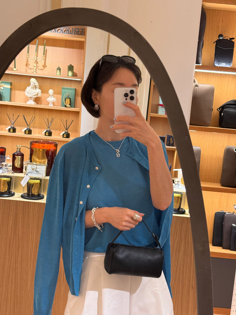 Linen Knit Cardigan - Blue