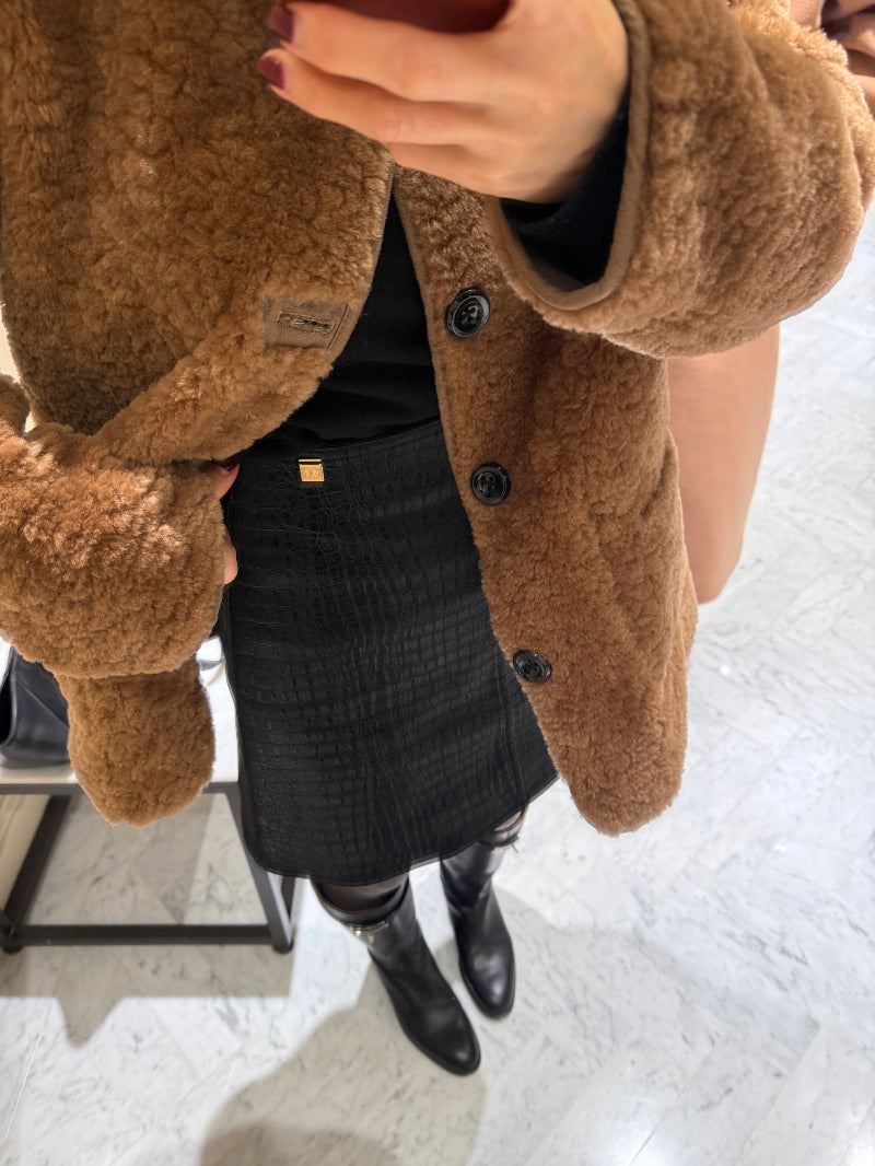 Sio Vegan Leather Skirt - Dark Brown