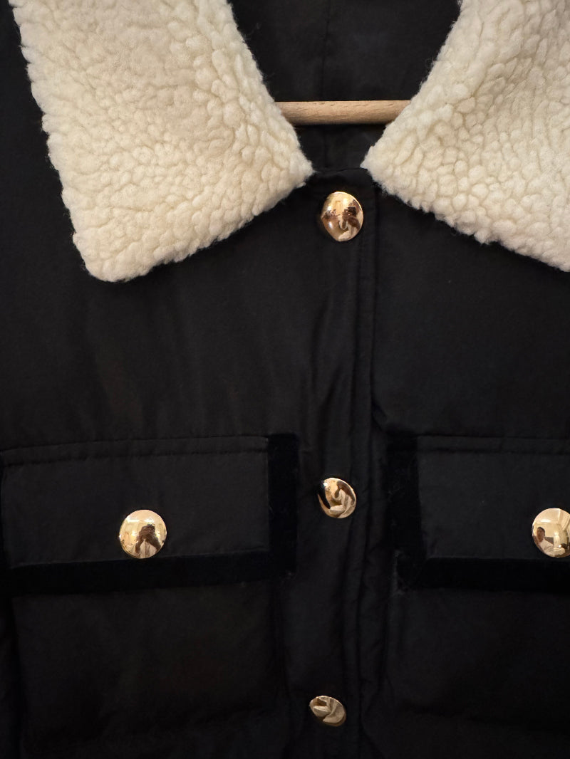 Collared Black Puffer Jacket